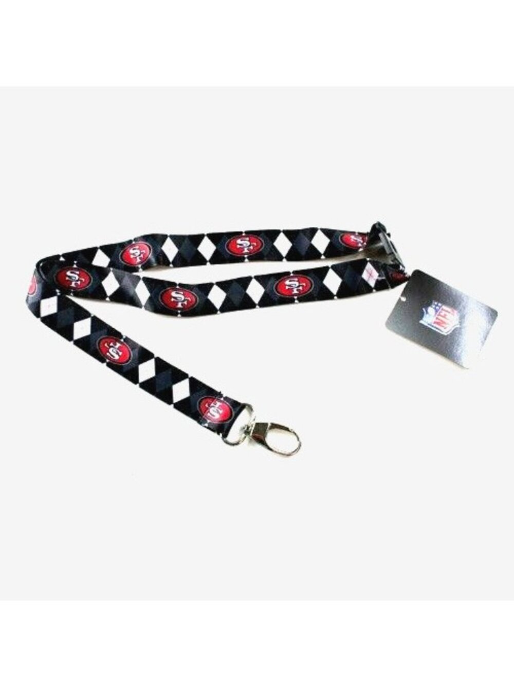 San Francisco 49ers Lanyard Keychain Argyle Reversible with Clip New NFL
